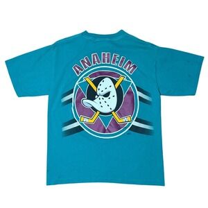 Vintage 90s Anaheim Mighty Ducks NHL Hockey Sports Graphic Mask Logo 7 T-shirt
